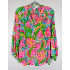 Lilly Pulitzer Elsa Top in So A Peeling Small 100% Silk Beachy Resort Vacation